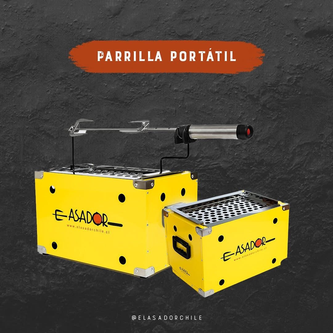 Parrilla portatil con espiedo