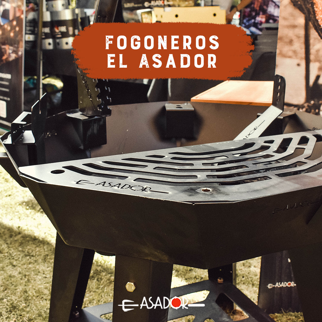 Fogón 120 cm de Acero — Octogonal con Parrilla, Espiedo y Provoleteros | El Asador Chile