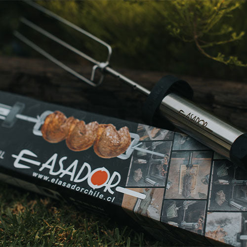 Espiedo eléctrico portátil de acero inoxidable para asados El Asador Chile