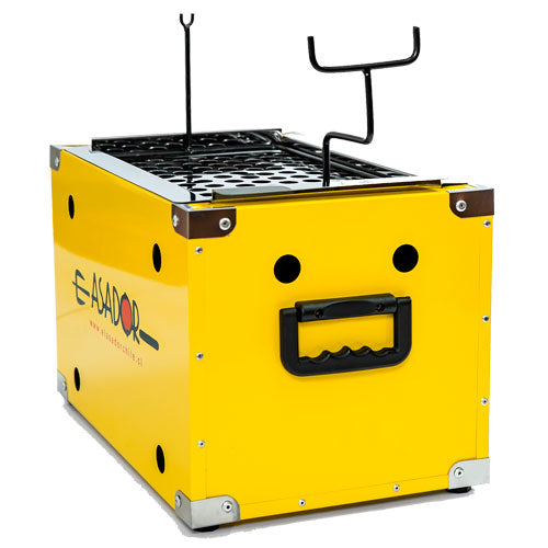 Parrilla portatil con soporte espiedo